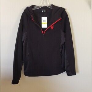 NWT Spyder Men's Black & Red Half Zip Hooded Jacket Size Medium